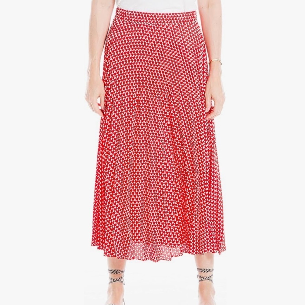 Max Studio Red and White Patterned Maxi Skirt
